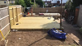 New landscaping job in Exeter new garden patio, decking area installed, and turfing