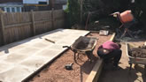 New landscaping job in Exeter new garden patio, decking area installed, and turfing