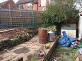 New garden landscape project including the construction of garden steps, flowerbeds and garden decking