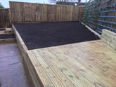 New garden landscape project including the construction of garden steps, flowerbeds and garden decking