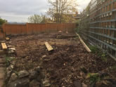 New garden landscape project including the construction of garden steps, flowerbeds and garden decking